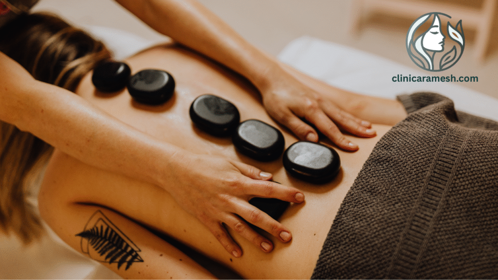Therapeutic back massage relieving muscle tension and pain
